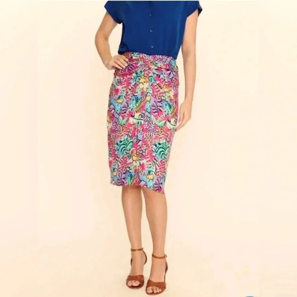 J. McLaughlin Dresses & Skirts - J. McLaughlin Blakely Freshfield Rose Skirt Knotted Size 8